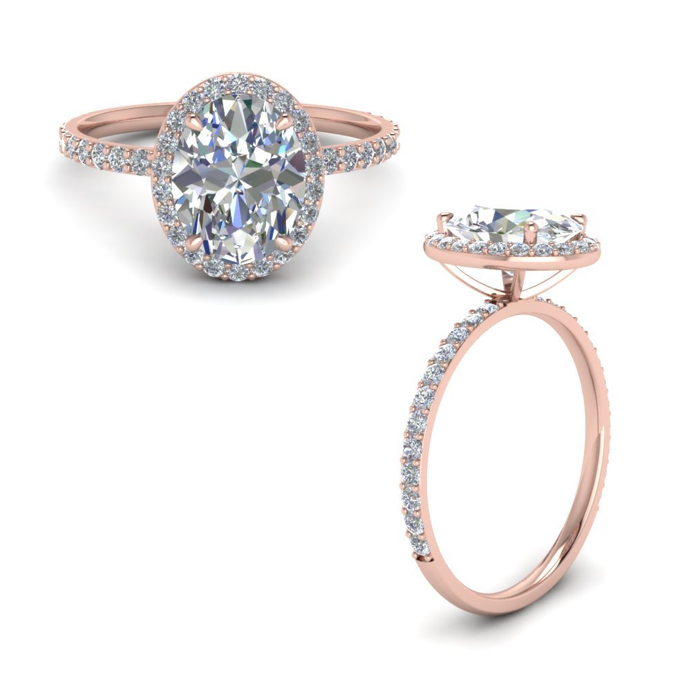 Rose Gold Oval Halo Diamond Engagement Ring
