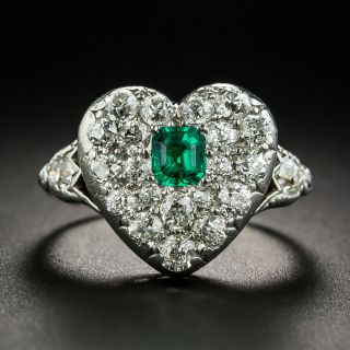 Tiffany & Co. Edwardian Emerald and Diamond Heart Ring - 2