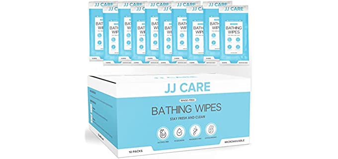 JJ CARE Body Wipes (10 packs, 80 wipes) | Body Wipes for Adults Bathing, Shower Wipes, Adult Wipes for Elderly, Bath Wipes for Adults No Rinse, Bath Wipes