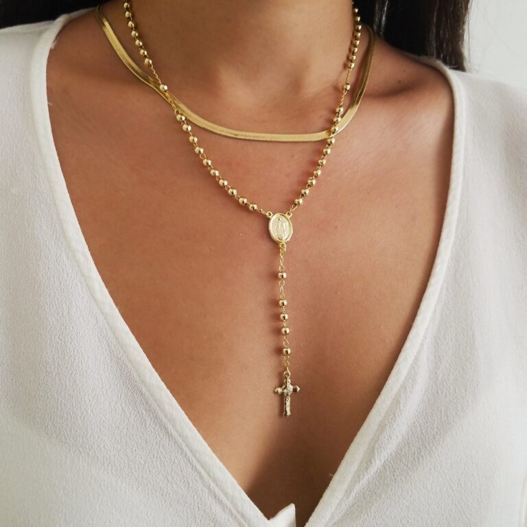 Gold rosary necklace